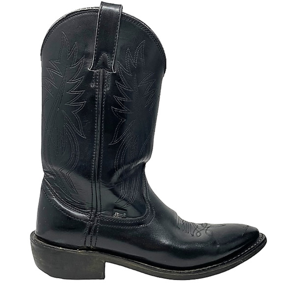 JUSTIN Men's Western Work Black Embroidered Cowboy Boots JB 1104 ~ 10 D